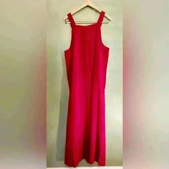 NWOT Button Overall Romper with Pockets, Red, Size Large - Picture 2 of 7